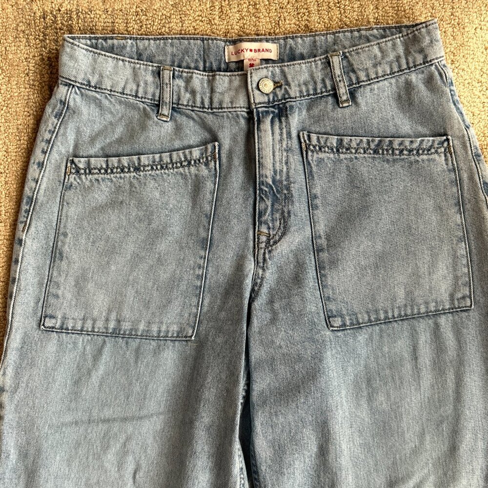 Romantic Americana Vintage Wash Denim Wide Leg Lucky Brand Jeans Women 10/30 - Picture 2 of 5
